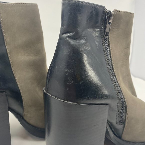 Shoemint Two-Tone Suede Ankle Chunky Heel Boots Size 9 - Picture 6 of 10